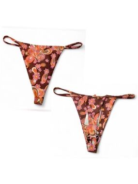 BNWT Skinnydip Bikini Thong Bottoms Floral Hippie Pattern